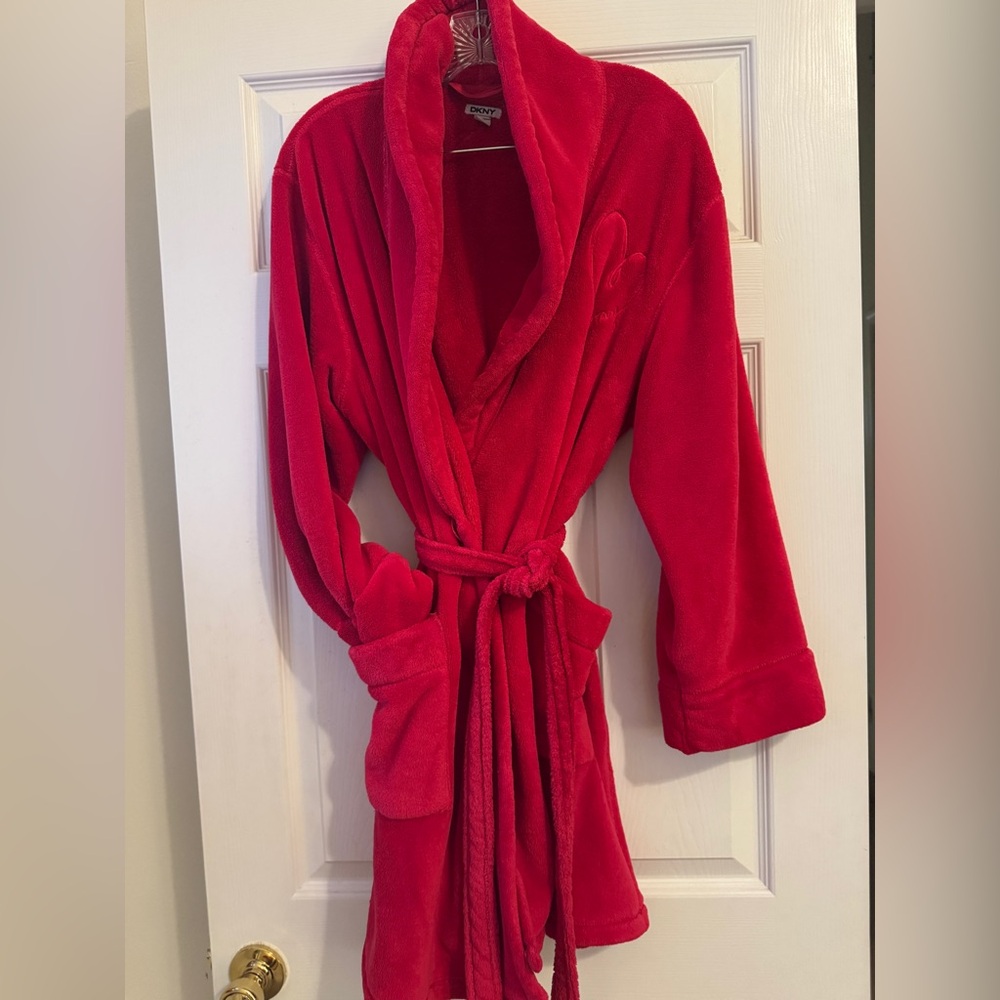 DKNY Vibrant Red Plush Robe